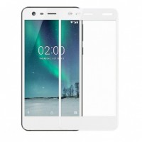 Защитное стекло 3d на весь экран для Nokia 2, белое