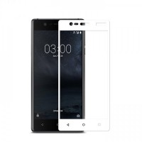 Защитное стекло на весь экран для Nokia 3, белое